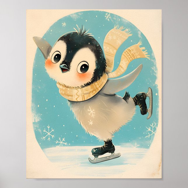 Baby Penguin Wall Art -  Cute Nursery Poster (Vorne)