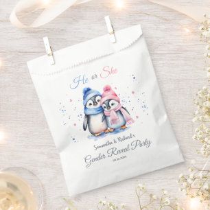 Baby Penguin Winter Gender-Offenlegung Er oder sie Geschenktütchen