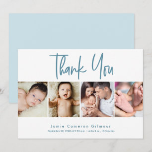 Baby Personalisiert 4 Foto Collage Neugeborene Dankeskarte