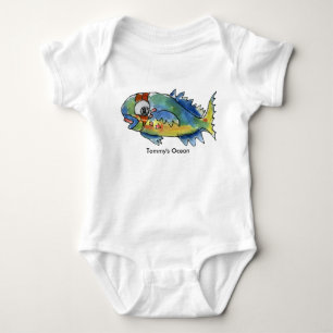 Baby-personalisierte Säuglings-Papageien-Fische Baby Strampler