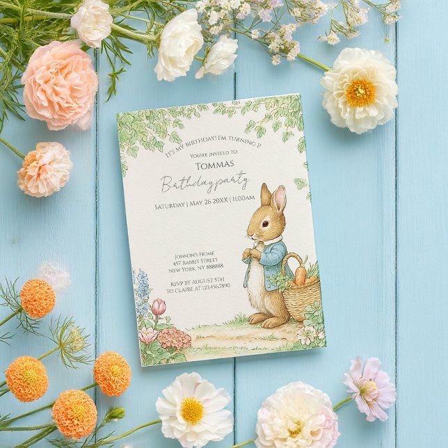 Baby Peter Rabbit Garden Geburtstag Einladung (Von Creator hochgeladen)
