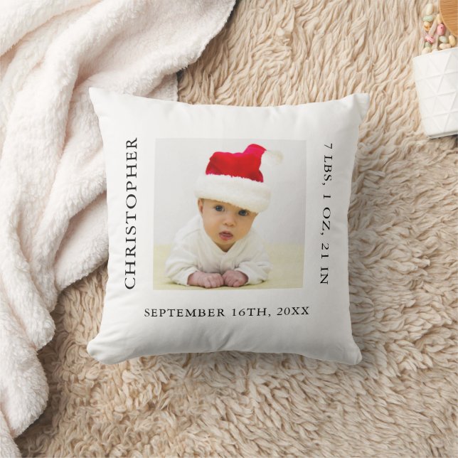 Baby Photo Birth Stats Christmas Kissen (Decke)