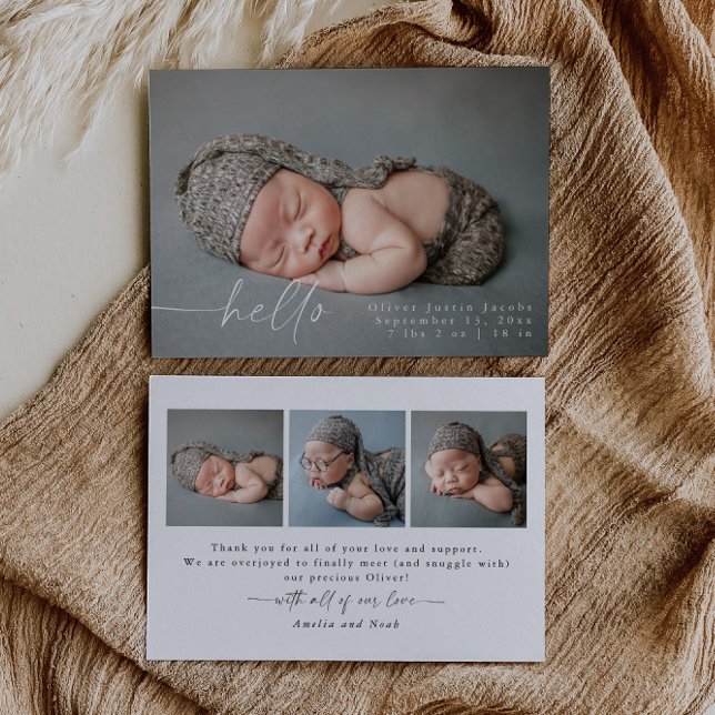 Baby Photo Modern Birth Announcement Card Ankündigung (Von Creator hochgeladen)