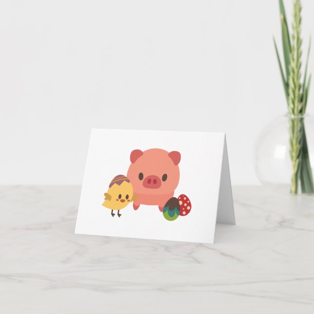 Baby Piglet (Schwein) and Chick (Hühnchen) BLANK C Karte (Vorderseite)