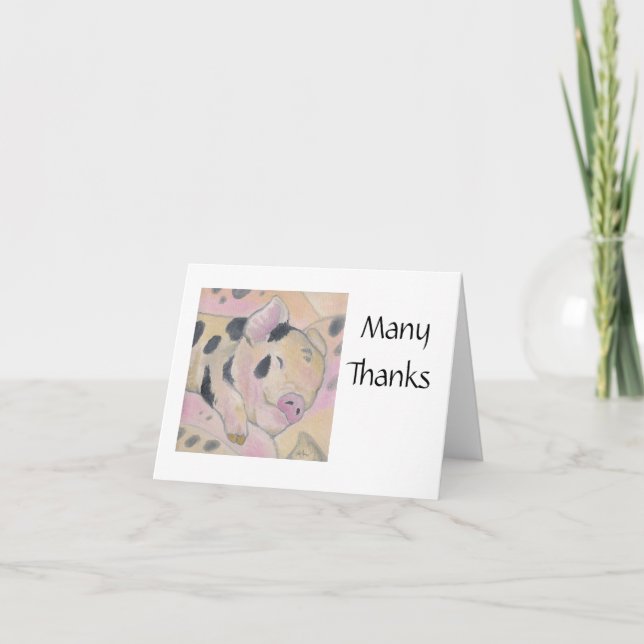 Baby Piglet Vielen Dank Notecard Dankeskarte (Vorderseite)