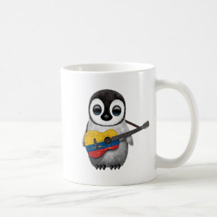 Baby-Pinguin, der kolumbianische Flaggen-Gitarre Kaffeetasse