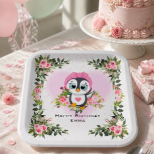 Baby Pinguin Personalisierter Geburtstag Pappteller