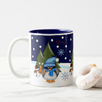 Baby Pinguine in schneebedeckter Nacht & Text