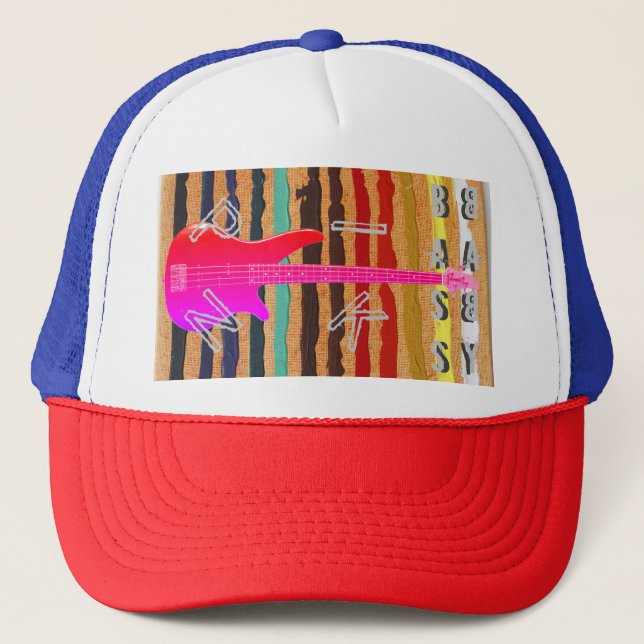 Baby Pink Bass Guitar Cap Truckerkappe (Vorderseite)
