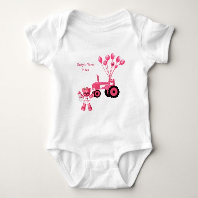 Baby Pink Bee und Pink Traktor T - Shirt (Vorderseite)