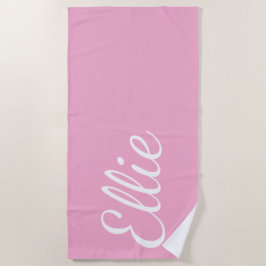 Baby Pink Bliss | Benutzerdefinierter Name in Kurs Strandtuch