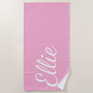 Baby Pink Bliss Benutzerdefinierter Name in Kurs Strandtuch