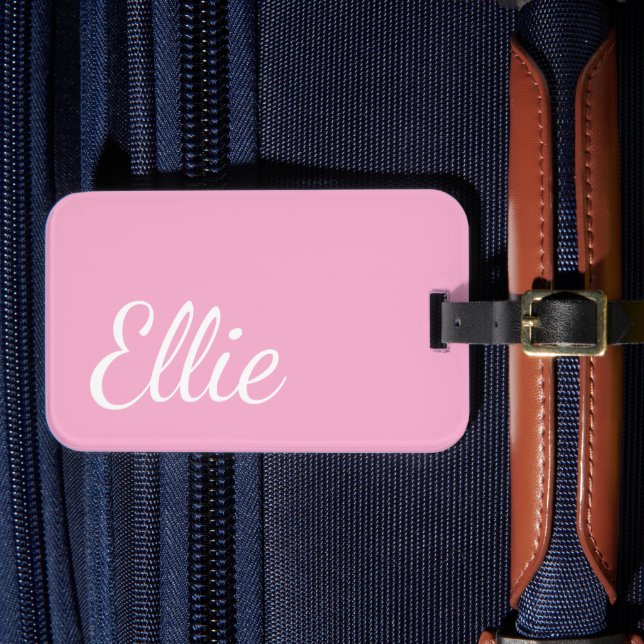 Baby Pink Bliss | Custom Name Cursive Script Gepäckanhänger (Vorderseite Insitu 4)