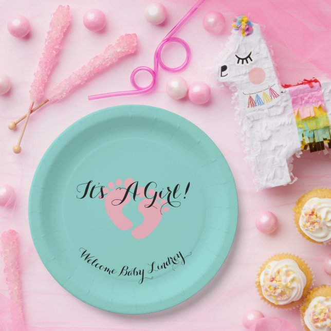 BABY Pink & Blue Gender Reveal Dusche Party Pappteller (Party)