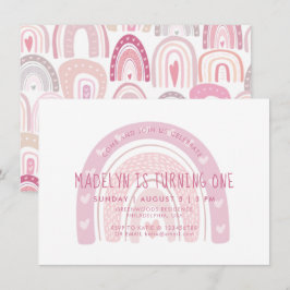 Baby Pink Boho Rainbow Einladung