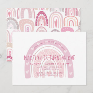 Baby Pink Boho Rainbow Einladung