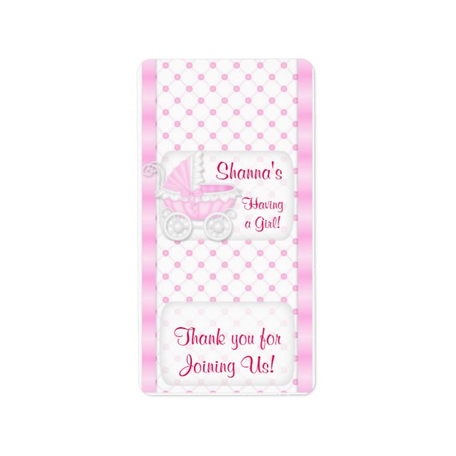 Baby Pink Dusche Hersheys Miniatur Bonbonverpackun Adressaufkleber (Vorne)