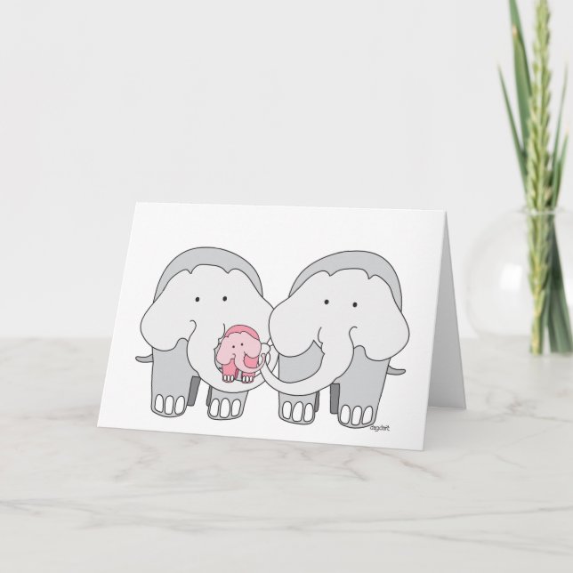 Baby Pink Elephant Card Karte (Vorderseite)