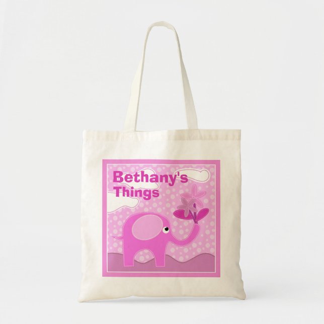 Baby Pink Elephant Personalisiert Tragetasche (Vorne)