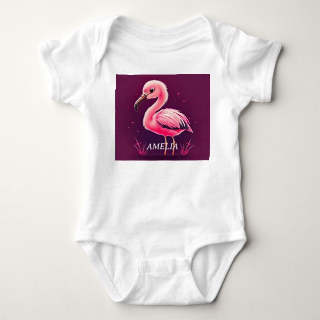 Baby Pink Flamingo Strampler (Vorderseite)