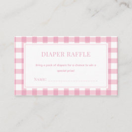 Baby Pink Gingham Girl Dusche Windel Windeln Raffe Begleitkarte