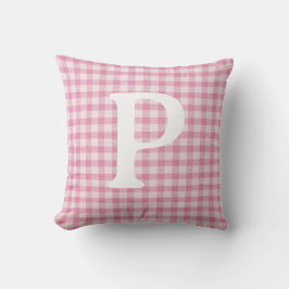 Baby Pink Gingham Initial Custom Kissen
