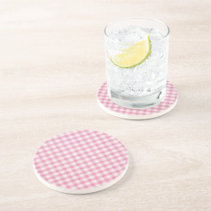 Baby Pink Gingham-Muster Getränkeuntersetzer