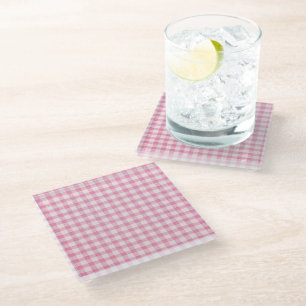 Baby-Pink-Gingham-Muster Glasuntersetzer