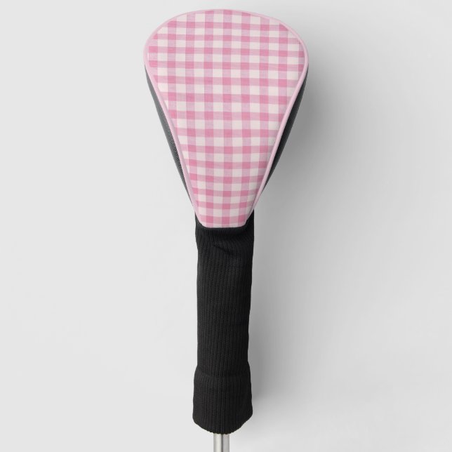 Baby Pink Gingham-Muster Golf Headcover (Vorderseite)