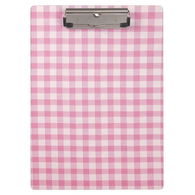 Baby Pink Gingham-Muster Klemmbrett (Vorderseite)
