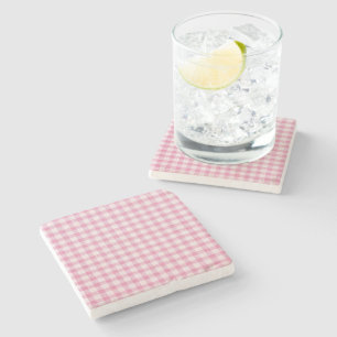 Baby Pink Gingham-Muster Steinuntersetzer