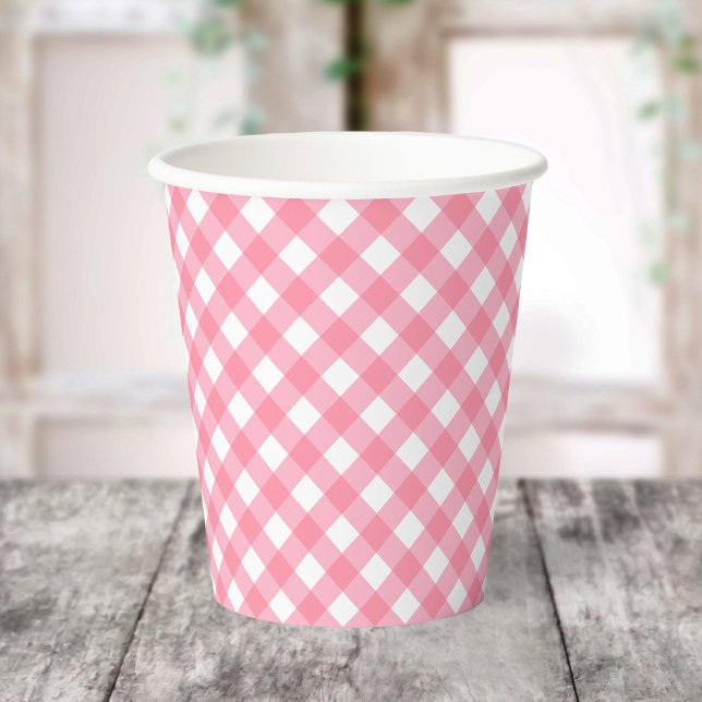 Baby Pink Gingham Paper Cups Pappbecher (Von Creator hochgeladen)