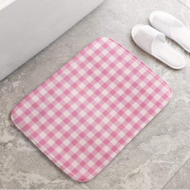Baby Pink Gingham Pattern Badematte (Von Creator hochgeladen)