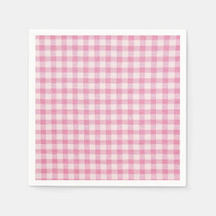 Baby Pink Gingham Pattern Serviette