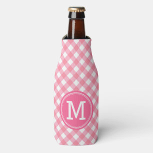 Baby Pink Gingham Personalize Monogram Flaschenkühler