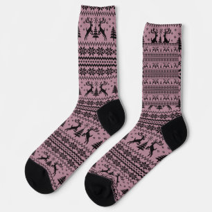 Baby Pink Girl Reindeer Sweater Weihnachten Socken