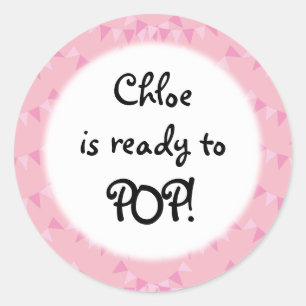 Baby Pink Girlande Ready to POP! Baby Shower Runder Aufkleber