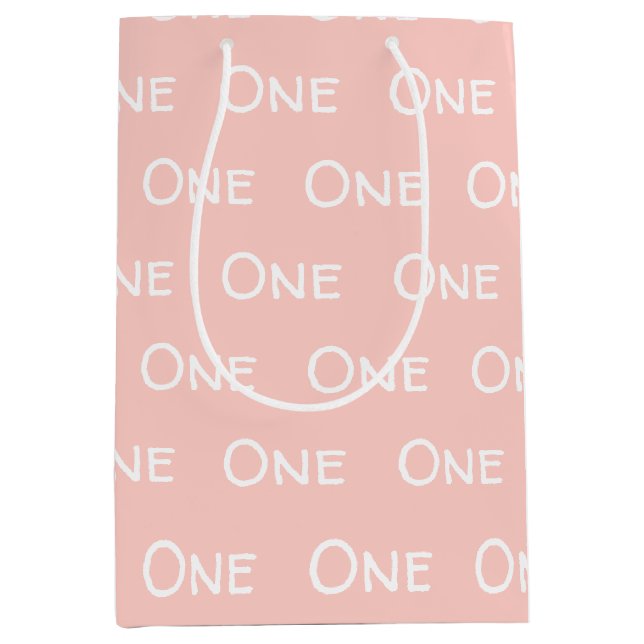 Baby Pink Girl's First Birthday Medium Cadeau sac (Devant)