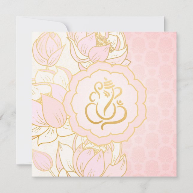 Baby Pink Gold Ganesh Indian Wedding Einladung (Vorderseite)