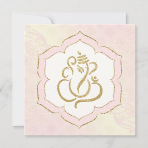 Baby Pink Gold Ganesh Indianer Hochzeit Einladung