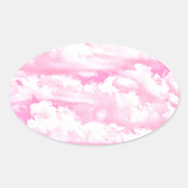 Baby Pink Happy Clouds Dekoration Ovaler Aufkleber (Vorderseite)