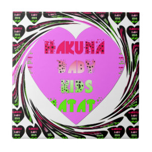 Baby Pink Hearts Hakuna Matata Baby Kids Design.p Fliese