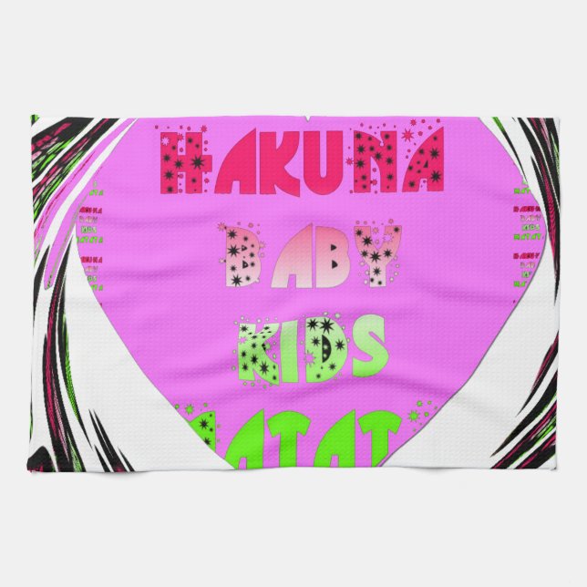 Baby Pink Hearts Hakuna Matata Baby Kids Design.p Handtuch (Horizontal)