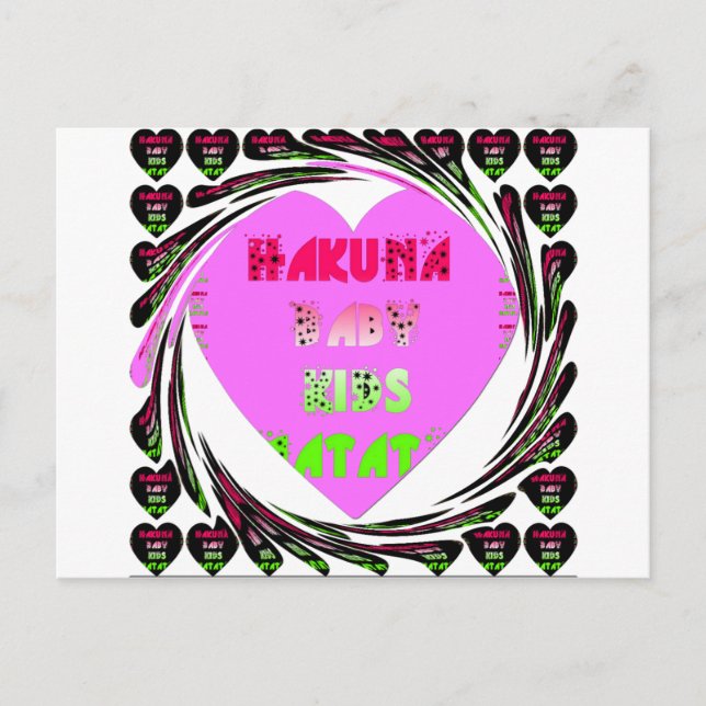 Baby Pink Hearts Hakuna Matata Baby Kids Design.p Postkarte (Vorderseite)