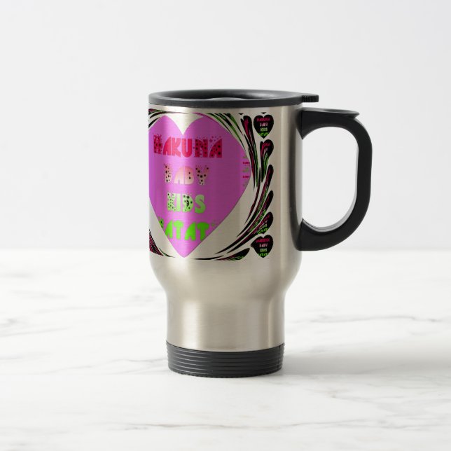 Baby Pink Hearts Hakuna Matata Baby Kids Design.p Reisebecher (Rechts)
