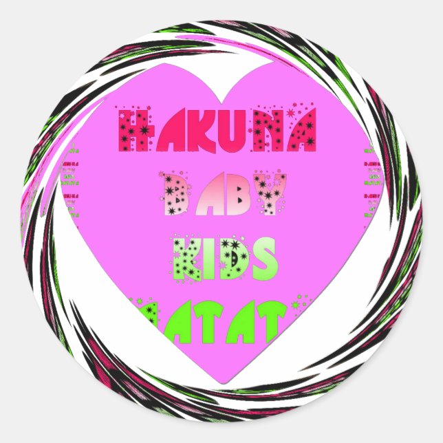 Baby Pink Hearts Hakuna Matata Baby Kids Design.p Runder Aufkleber (Vorderseite)