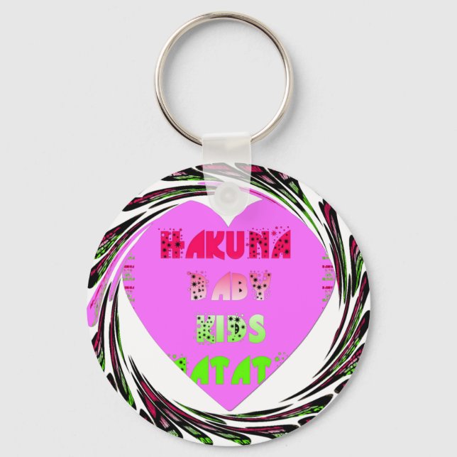 Baby Pink Hearts Hakuna Matata Baby Kids Design.p Schlüsselanhänger (Vorderseite)