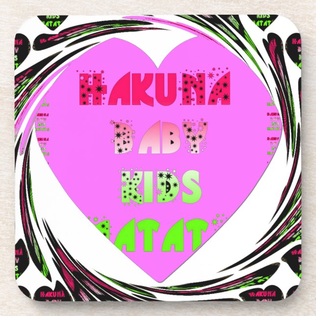 Baby Pink Hearts Hakuna Matata Baby Kids Design.p Untersetzer (Vorderseite)