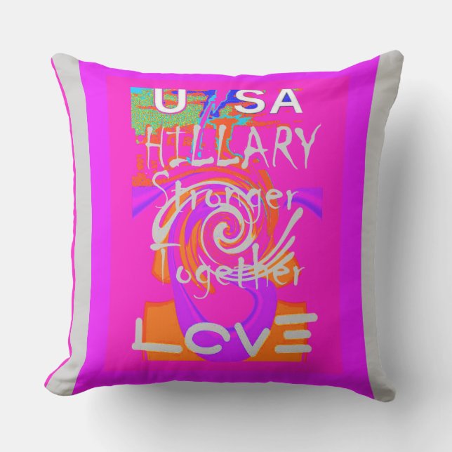 Baby pink Hillary USA Präsident stärker zusammenge Kissen Für Draußen (Vorderseite)