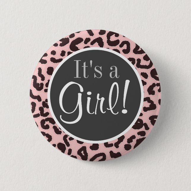 Baby Pink Leopard Animal Print Button (Vorderseite)